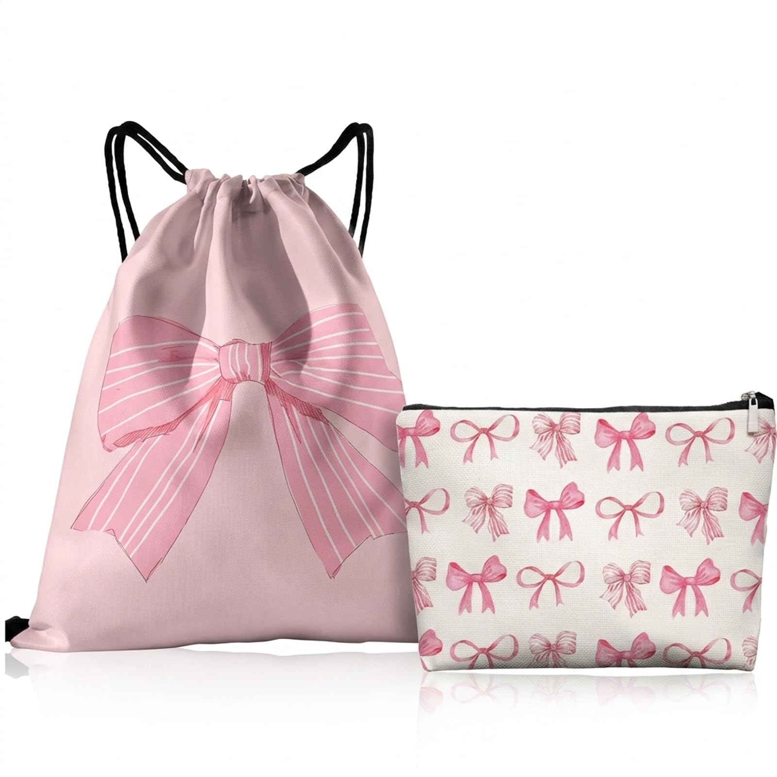 ZPLASK Swim Bag, Girls Swimming Bag, Swimming Bags for Girls, Drawstring Bag, PE Bags Drawstring, Bow Backpack and Cosmetic Bag Set