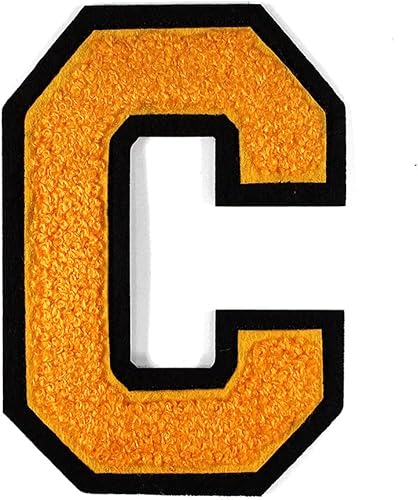 Miniatura 3 de Letra C - Parche universitario del alfabeto termoadhesivo con puntada de chenilla, 4-12 pulgadas, TR-11648 (negroblanco)