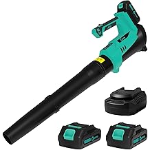 Cordless Leaf Blower - 550 CFM / 130 MPH Ideal for Wet Leaves Heavy-Duty Leaf &amp; Outdoor Spaces with 2 * 2.0 Batteries &amp; Charger