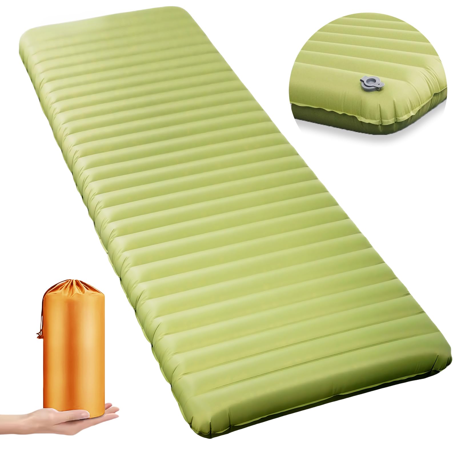 Ultraleichte aufblasbare Isomatte mit 5,8 R-Wert für Camping und Rucksackreisen, 182,9 x 66 cm, 9,2 cm Dicke, wasserdicht und einfach aufzublasen, leichte Isomatte für Abenteuer bei kaltem Wetter