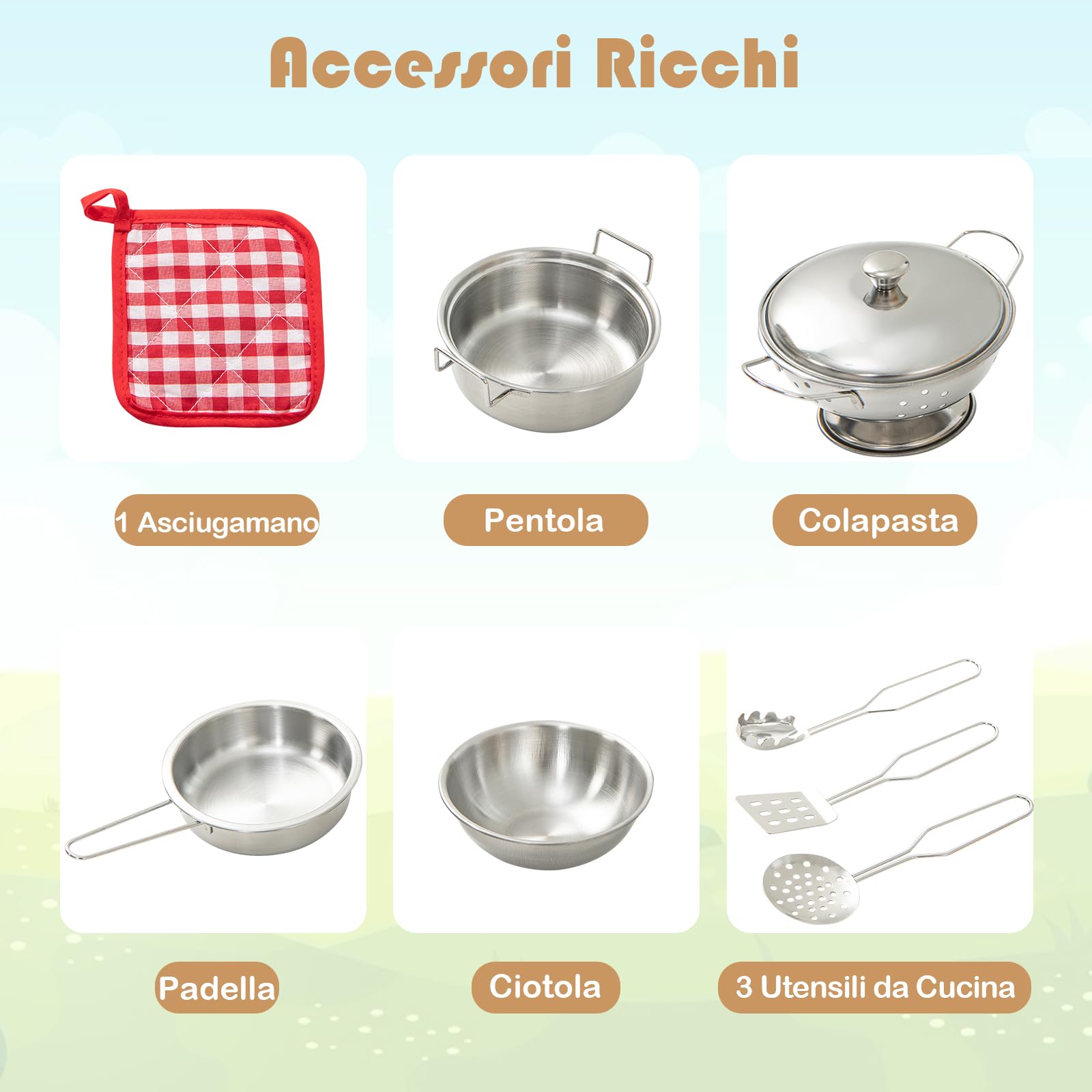 RELAX4LIFE Sabbiera per Bambini, Area Esterna in Legno con Fodera Inferiore, Zona Cucina Creativa, Accessori da Cucina Completi, Seduta a Panca, Sabbiera per Cortile, Spiaggia, Giardino