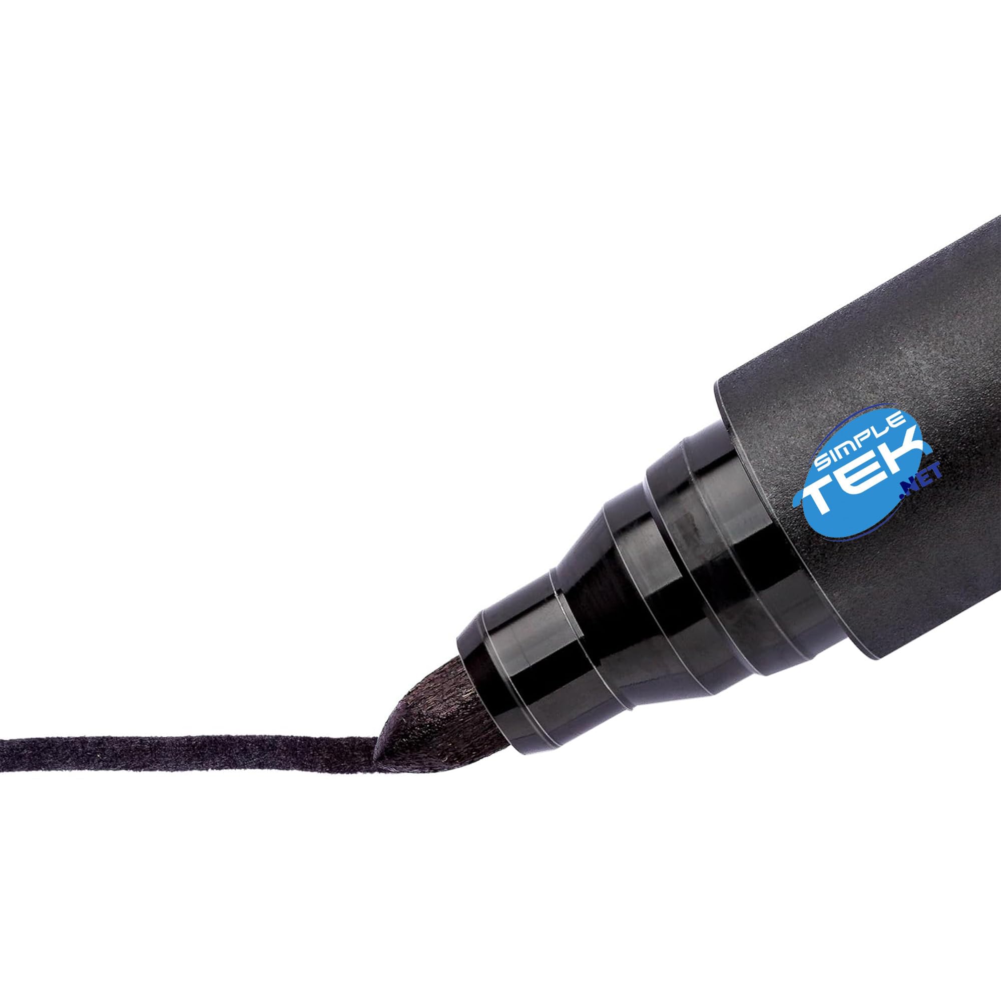 SIMPLETEK - 6x Pennarelli Indelebili Permanenti Neri - Punta Tonda 2 mm, Asciugatura Rapida, Resistente all'Acqua e alla Luce