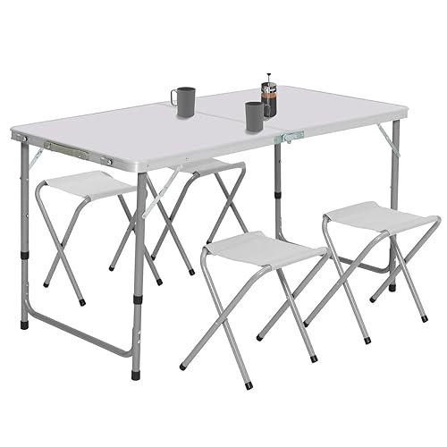 IDMarket - Table de Camping Pliante réglable en Hauteur 120