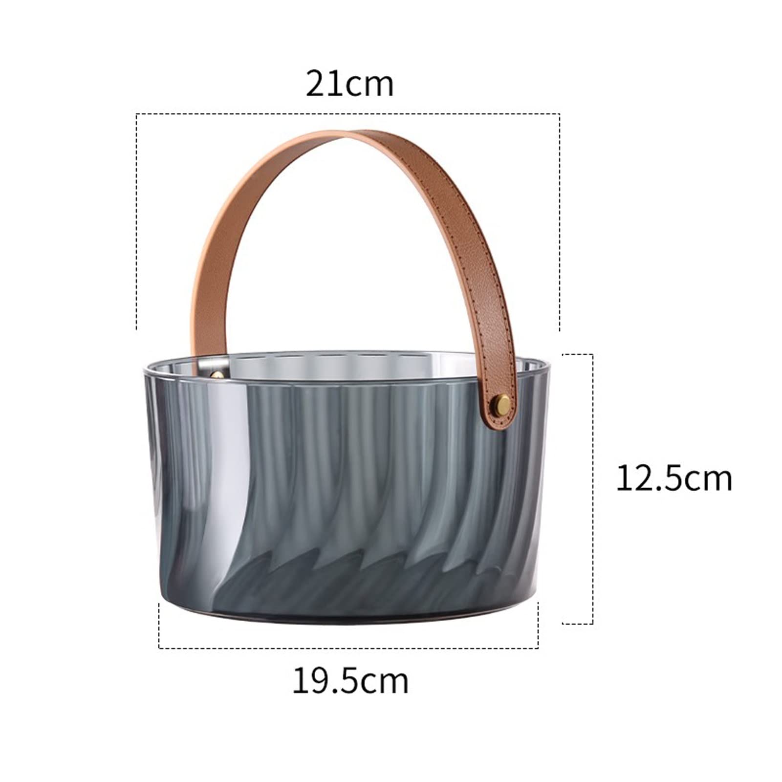 Fiesta Cubitera de acrílico gris con mango cuero marrón, 3 litros, moderna, lujosa, grande, portátil, cómoda, asa transporte, ideal for bar en casa, cerveza fría y champán Recipiente para bebidas