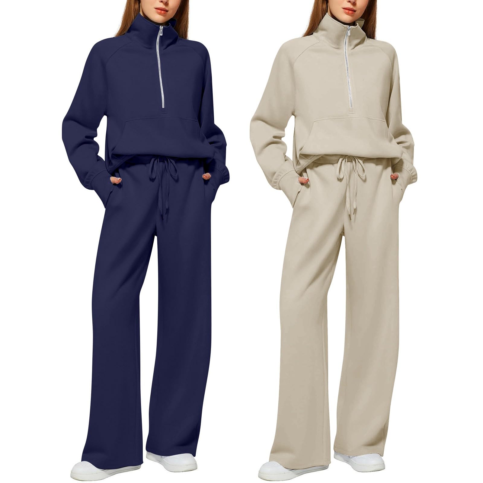 Generico Completo Tuta Donna Oversize 2 Pezzi Completo Sportivo elegante Manica Lunga Set e Pantaloni Tuta Sportiva Donna Activewear