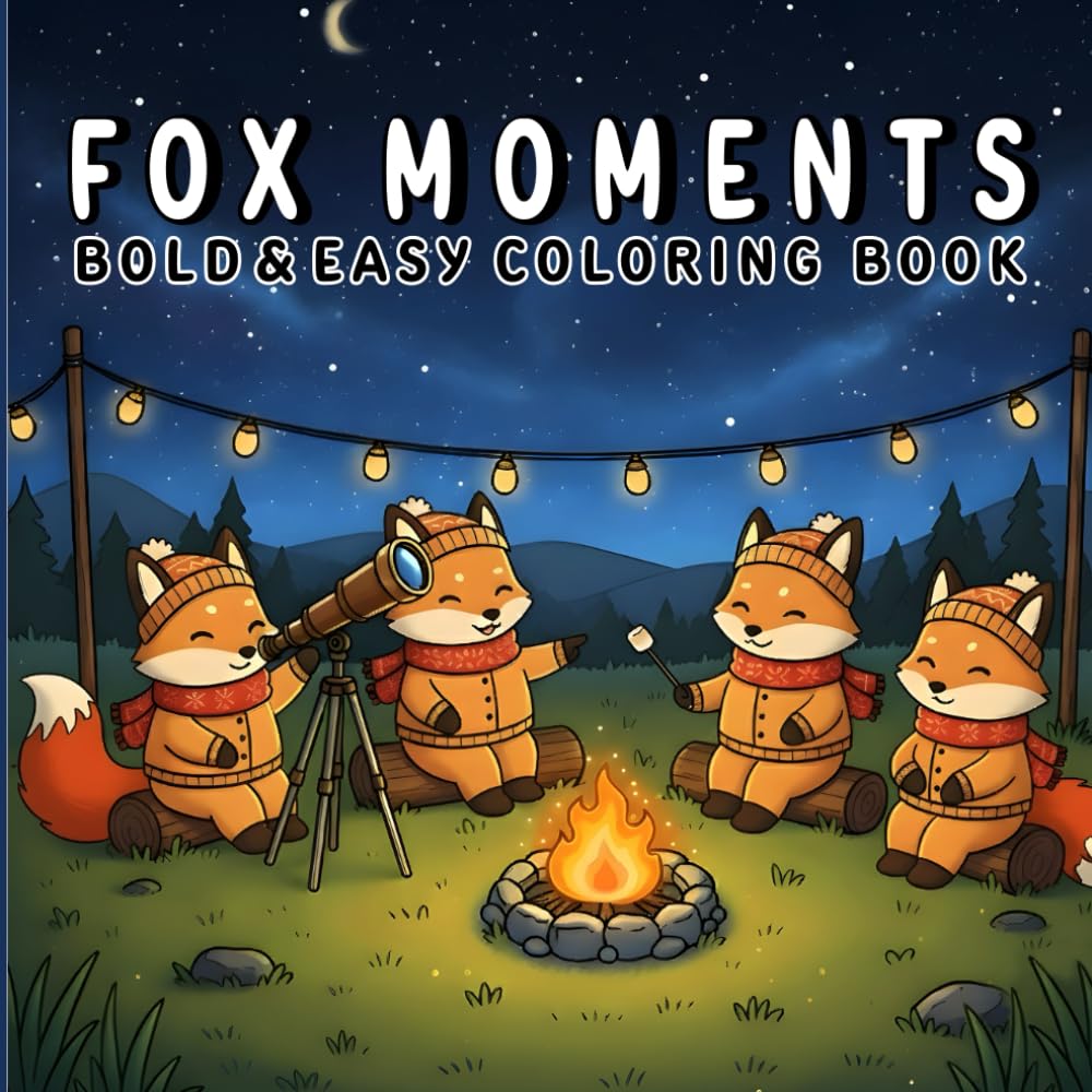 Fox Moments: Bold and Easy Fox Coloring Pages for Relaxation and Stress Relief for Teens and Adults