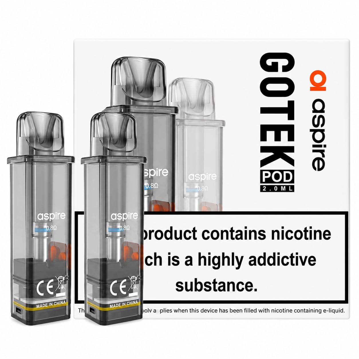 ASPIRE GOTEK Replacement Pods 0.8 Ohm Mesh [Pack of 2]
