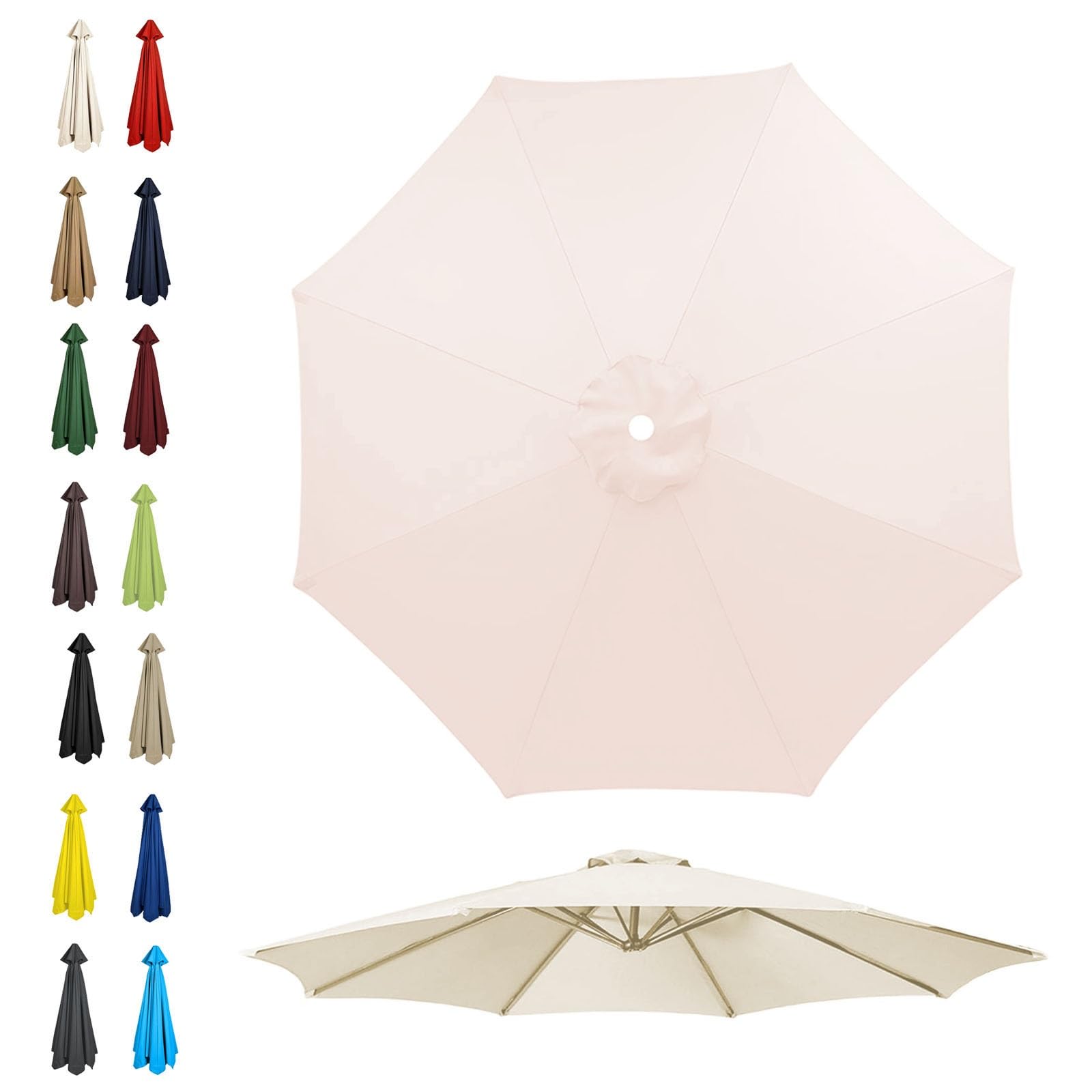 GZDXBF Sonnenschirm Ersatz-Baldachin – Für 6 Oder 8 Rippen, 200/270/300 Cm, Polyester, Wasserdicht