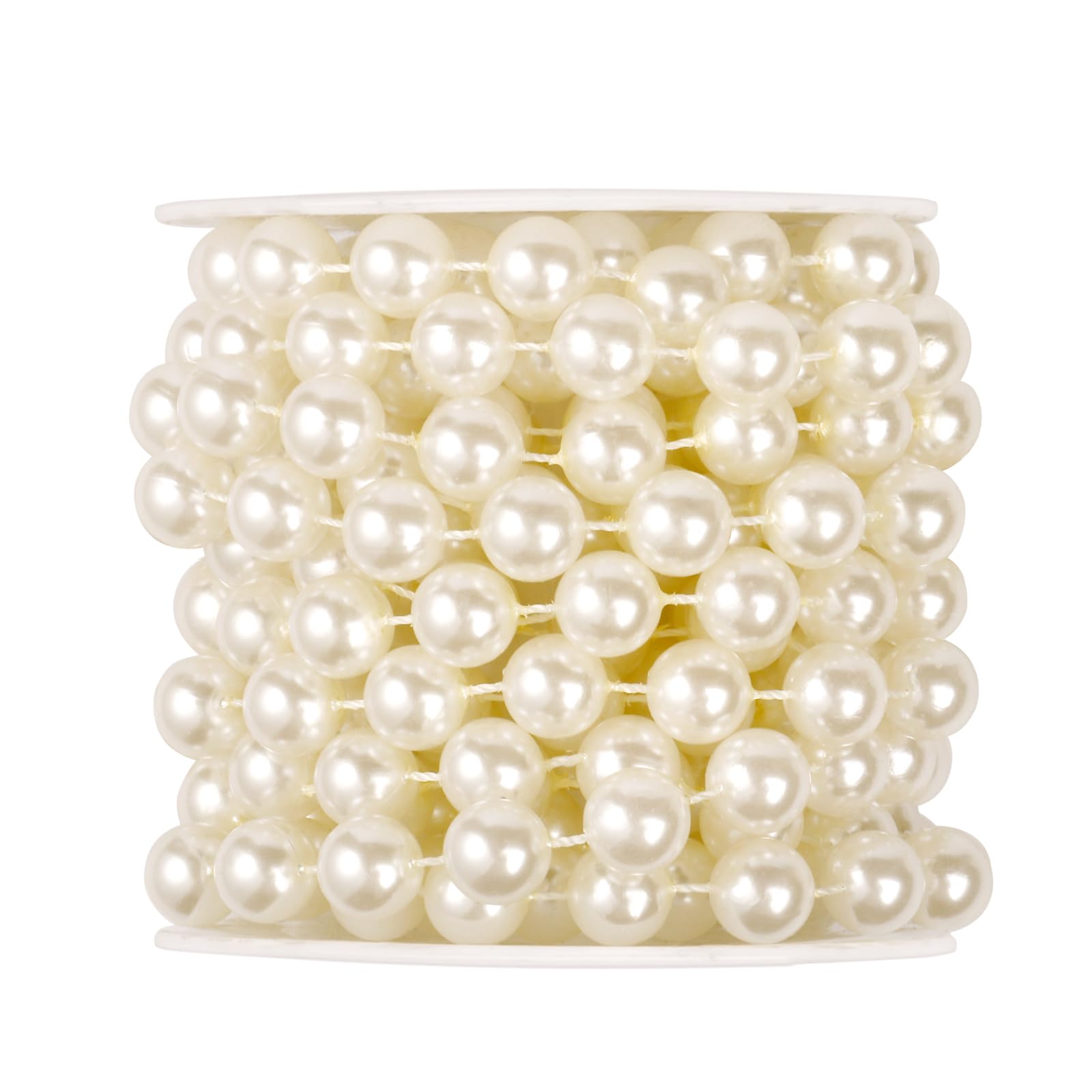 [16.4Feet] Pearl Beads Garland, 12MM 5.4 Yards Faux Pearl Beads String Roll Bulk for DIY Craft Wedding Party Christmas Tree Decoration