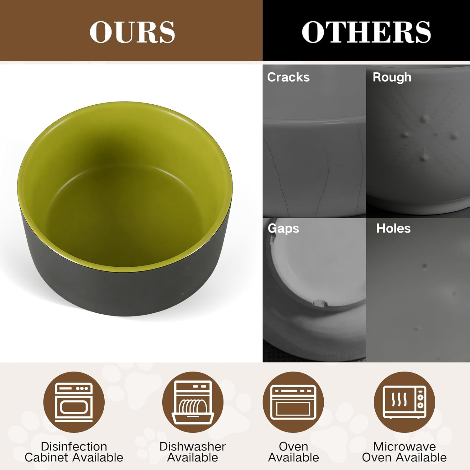 Puffluv Ceramic Dog and Cat Bowl Set with Wooden Stand Matte Glaze Elevated Food Water Set Anti-Tip Non-Slip Weighted for Cats Small Breed Dogs-Green-13.3OZ