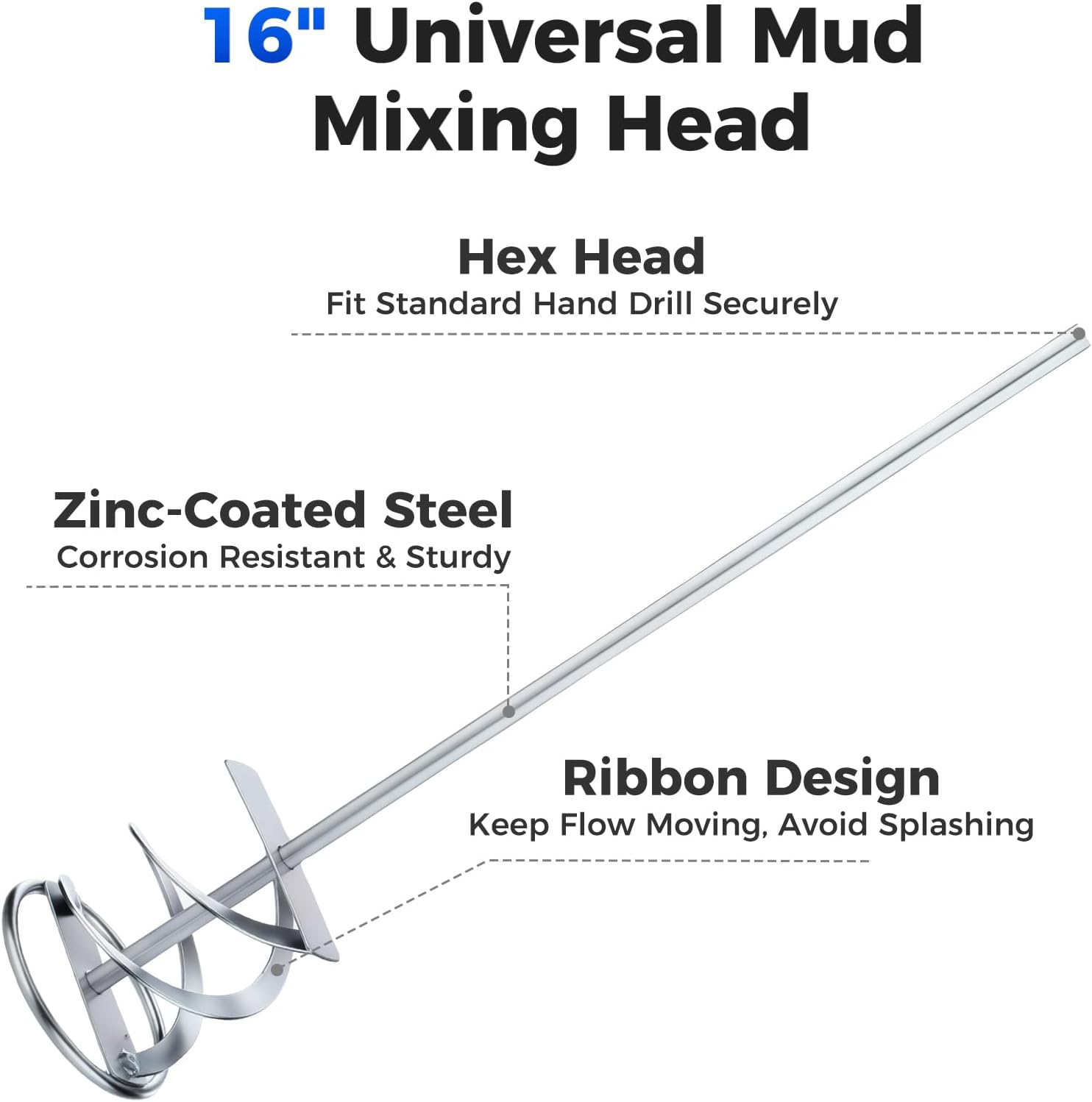 14 PCS Drywall Tools Kit, Drywall Knife Set, Putty Knife Set | 16" Mud Mixer, Mud Pan, Tool Bag, 1.5" 2" 4" 5" 6" Putty Knife, Paint Scraper, 8" 10" 12" 14" Taping Knife, 6" Bucket Scoop
