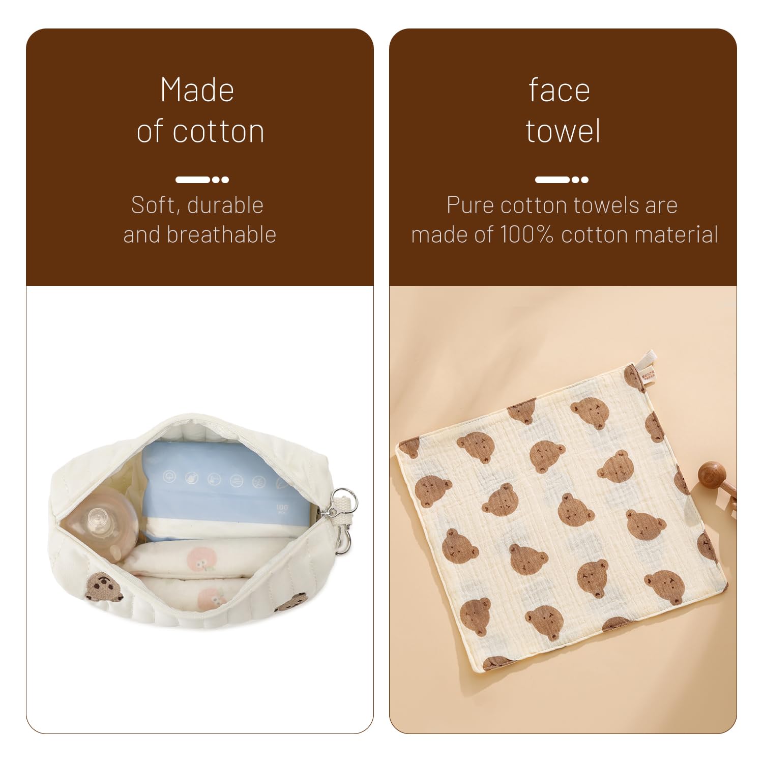 OODJVN 1 Stroller Bag, 1 Cotton Towel, Portable Diaper Storage Bag, Newborn Face Towel, Baby Travel Supplies - Image 3