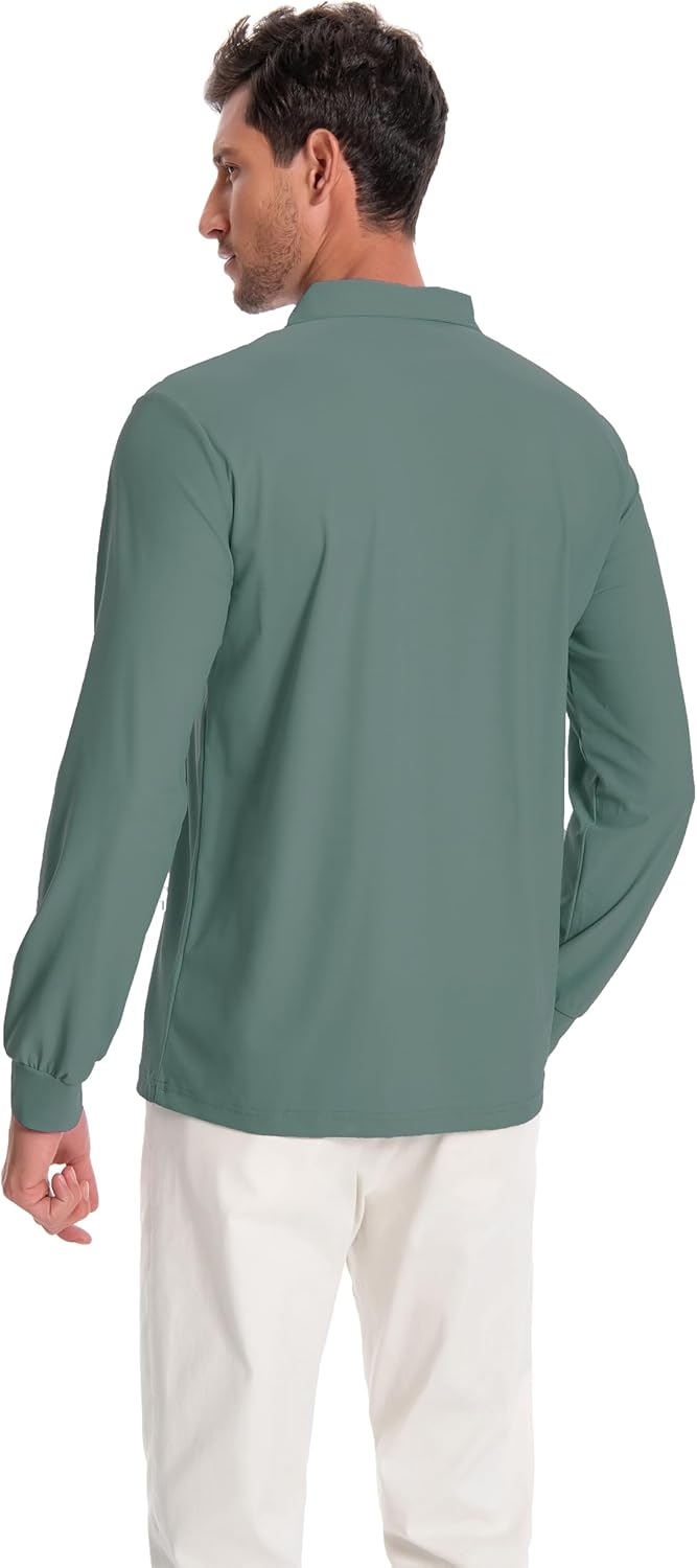 Scrub Shirt for Men Lab Medical Polo Nurse Doctor Stand Up Collared Long Sleeve Medicine Work Top - Image 6