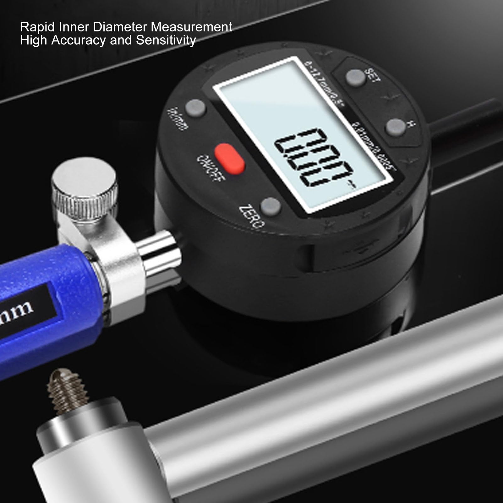 Lybunair Digital Inner Diameter Dial Indicator 35mm to 50mm Range, 150mm Depth, 0.001mm 0.00005in Dial Bore Gauge