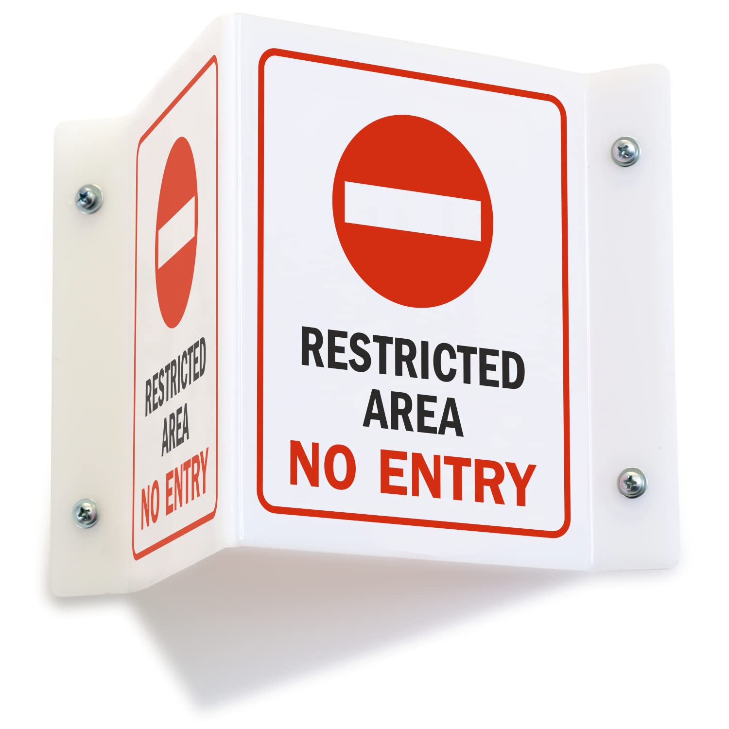 Projecting V-Sign : Restricted Area No Entry, PVC Water Proof Sticker Fixed on SunBoard