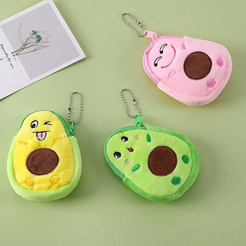 Miniatura 5 de ZHIQIAN Monederos de peluche de aguacate, bolsas de monedas suaves con cremalleras, bonitos regalos de dibujos animados para niñas, mini monedero