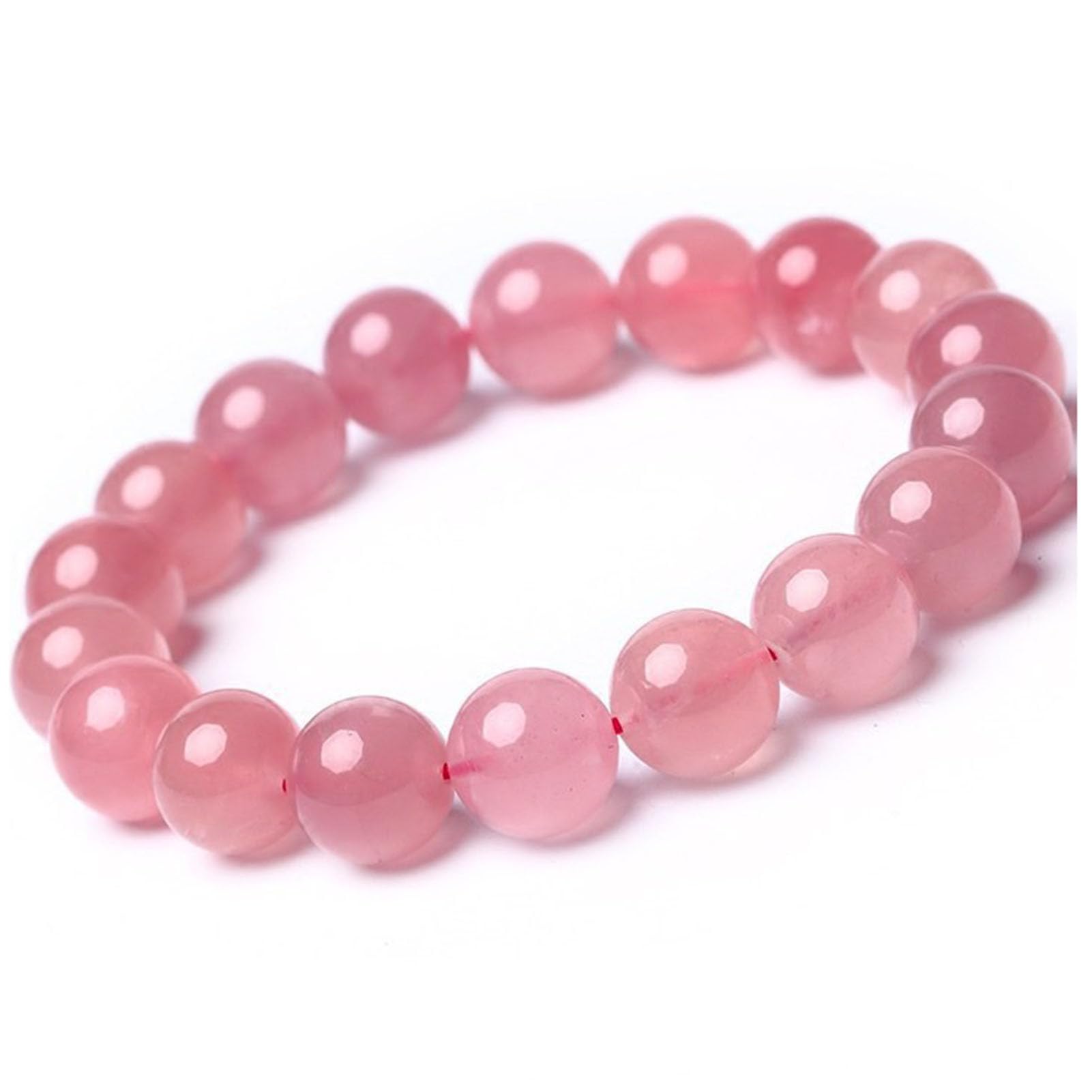 Pulsera de Cuarzo Rosa para Mujer, Pulsera elástica de Cristal Rosa Natural para el Amor, la compasión y la armonía Emocional, joyería de Piedra elástica Ajustable,10MM