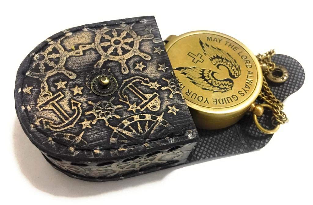 NauticalMart Brass Compass Nautical Embossed Leather Case Engraved So You Can Always Be Able to Find Your Way Home to Me Wedding Gift for Groom | Boyfriend | Husband | Son | Anniversary or Occasions