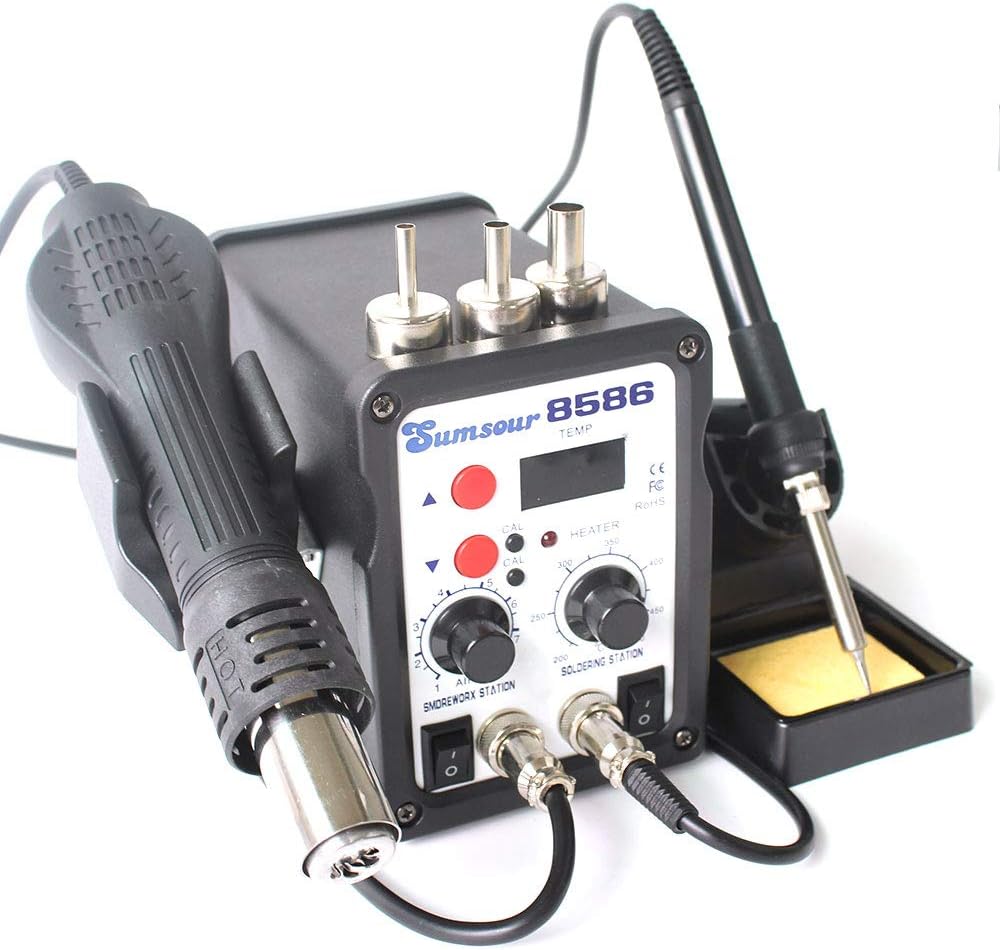 8586 AC 110V 700W 2 in 1 SMD Rework Soldering Station Hot Air Gun Solder Iron With Free Gifts For Welding Repair