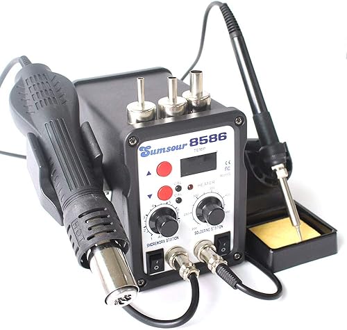 Miniatura 3 de 8586 AC 110V 700W 2 en 1 SMD Rework Estación de soldadura pistola de aire caliente hierro de soldadura con regalos gratis para reparación de