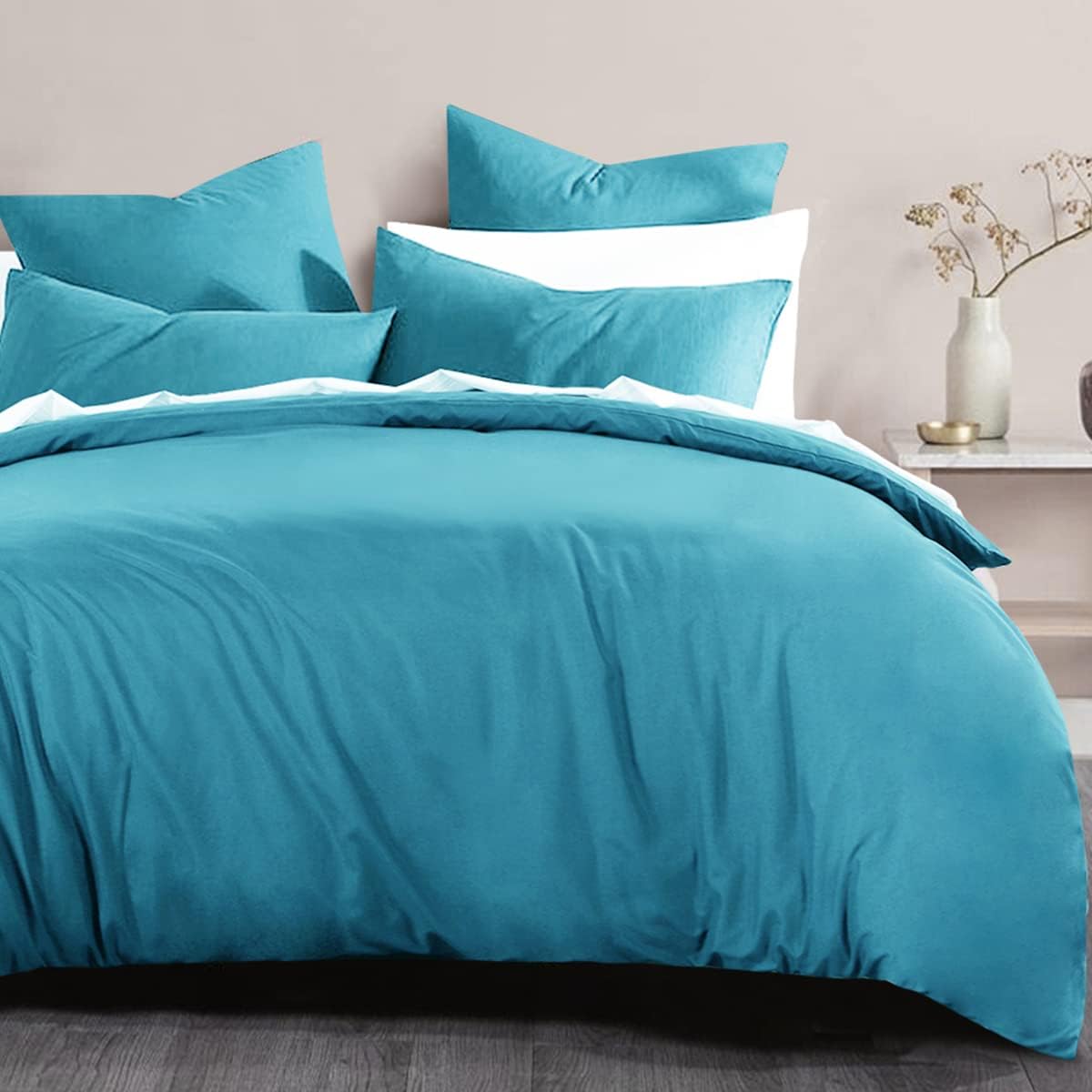 RUIKASI Teal Super King Duvet Cover Sets Bedding Set, Teal Duvet Set Superking Bed Set including Zip - Image 3