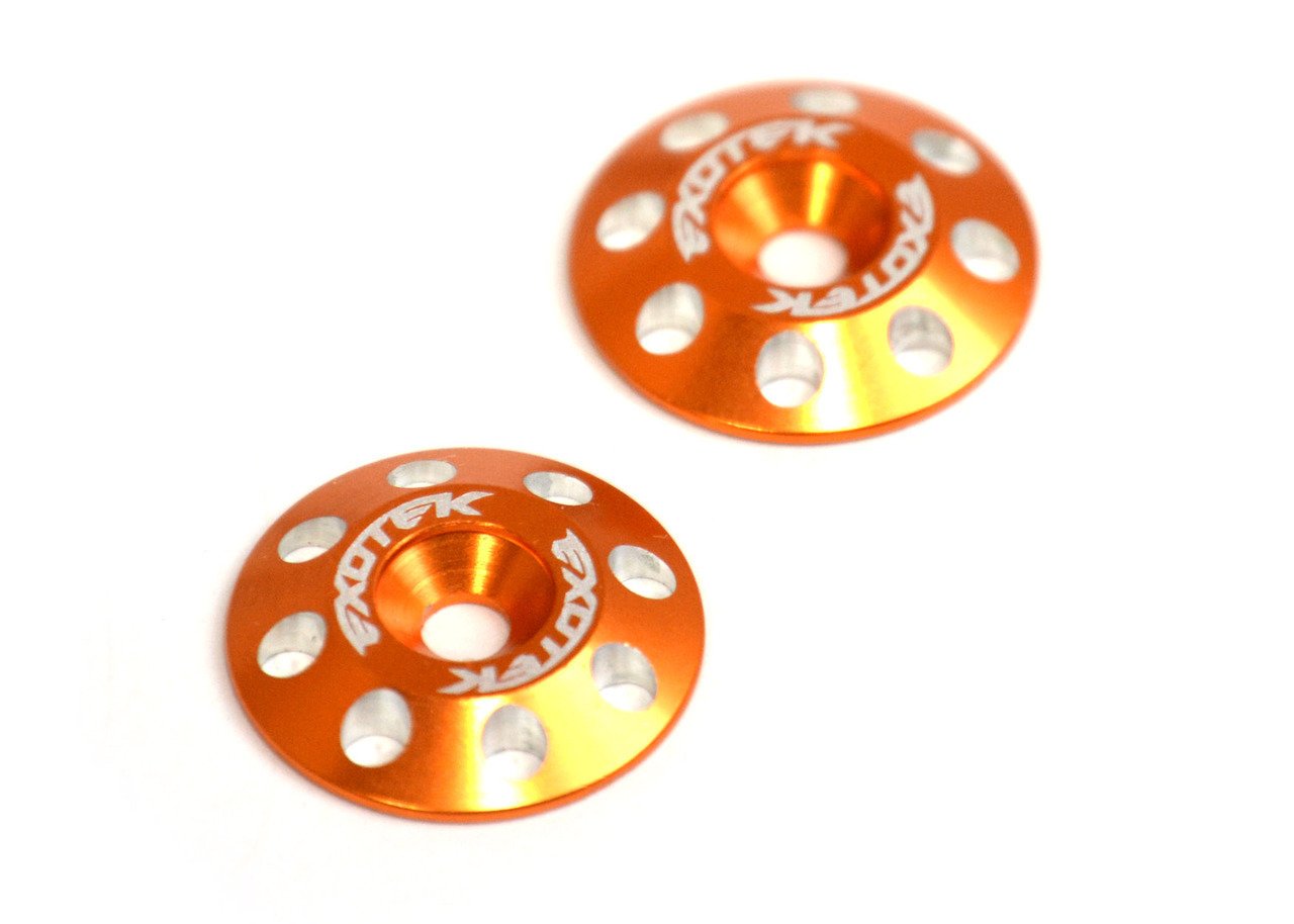 Exotek 1678ORG Flite Wing Buttons V2, 6061 Aluminum, Orange Anodized