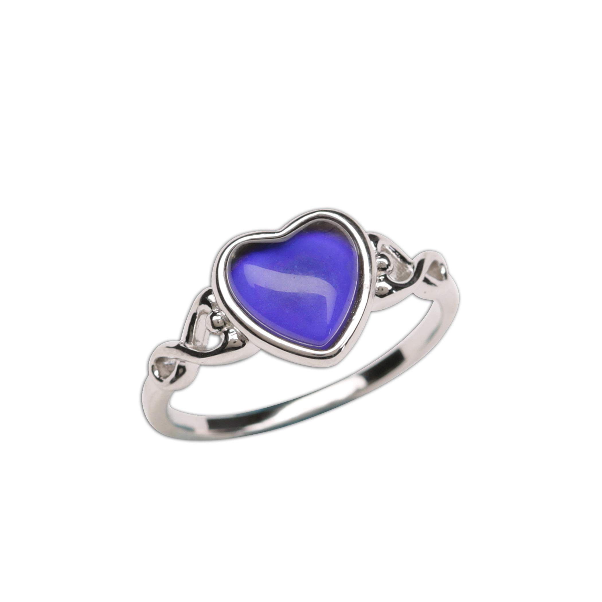 Precious Pieces Sterling Silver Mood Ring Changes Colors When Emotion Feeling Changes for Girls, Kids, Teenagers or Adults