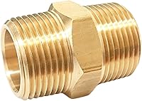 TTANYAHARDWARE 1 Inch x 1 Inch NPT Brass Hex Nipple Male Pipe Adapter - Corrosion-Resistant Fitting for Air, Gas, Oil, Fuel Lines