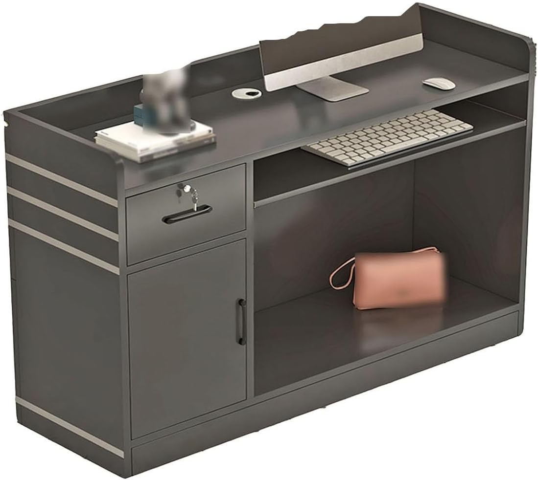 Modern Reception Desk with Counter, Small Reception Desk，Office Reception Desk，Reception Desk with Lockable Drawers，Reception Desk，for Salon Reception Room Checkout