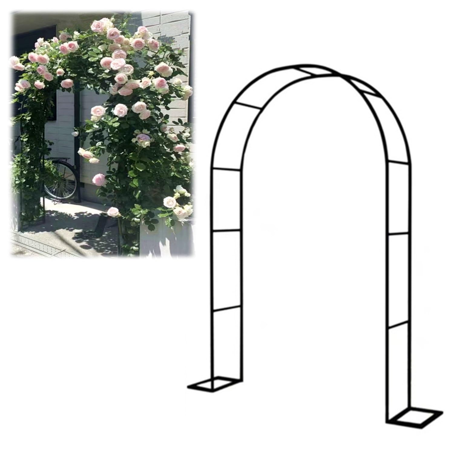 Metalowy łuk ogrodowy do róż pnących – pergola z kratą kwiatową do użytku wewnątrz i na zewnątrz Rozmiary: 140 x 230 cm 180 x 220 cm 240 x 220 cm 300 x 220 cm.