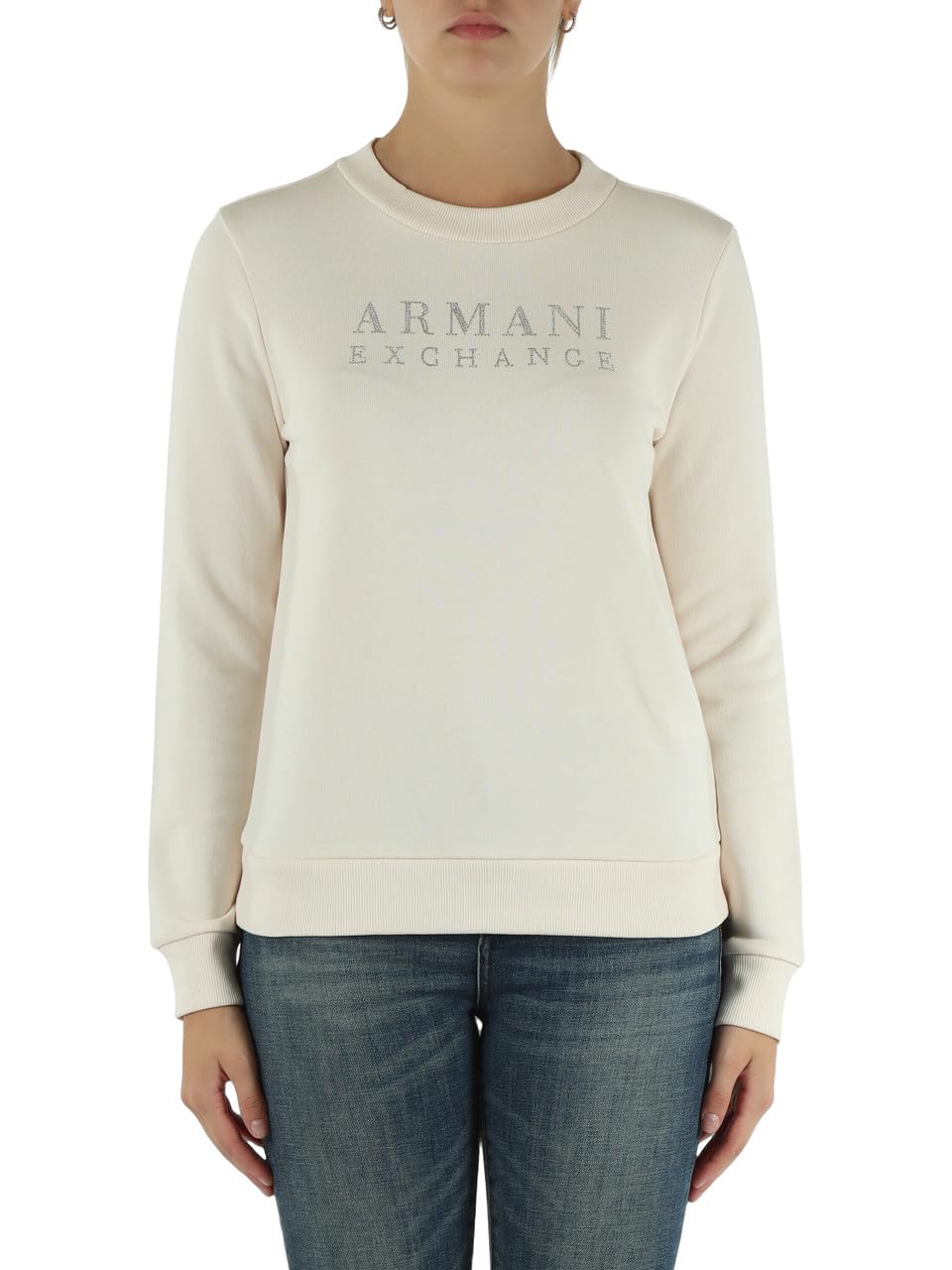 Armani Exchange Long Sleeve Round Collar Front Logo Maglia di Tuta Donna
