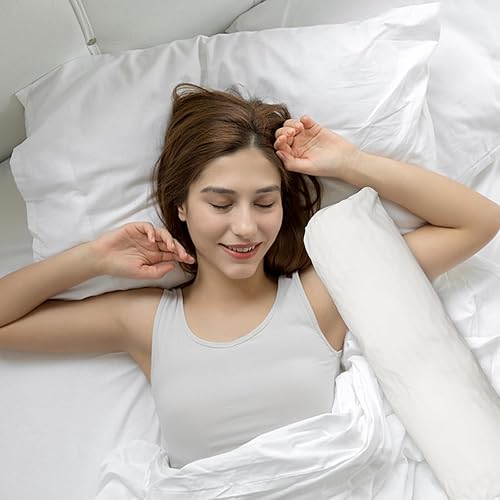 Miniatura 8 de Funda de almohada interior para cilindro, tela blanca con cremallera, para viajes, apoyo y transpirable, 23, 62 x 9, 84 pulgadas