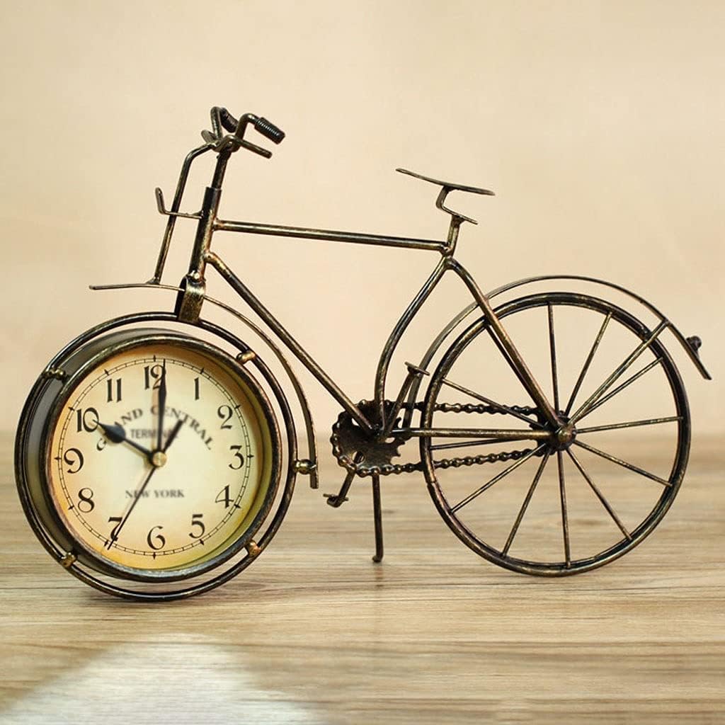 Retro Iron Clock Home Living Room Bedroom Decoration Table Clock Desktop Ornaments Small Table Clock 9.84 Inches Table Clock (Color : A)