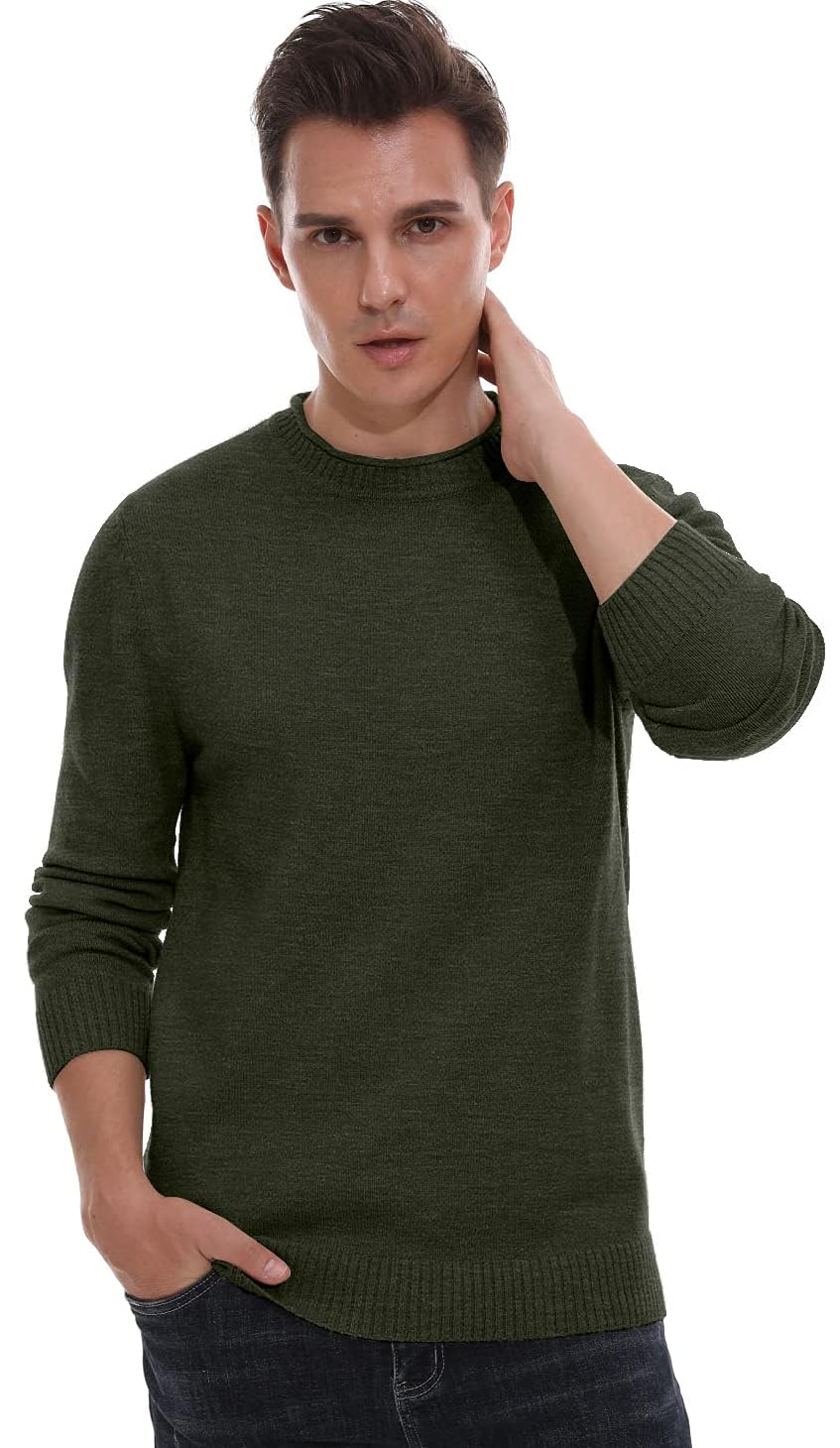 Sailwind Pull Homme Col Rond Maille Top Homme Classique Vintage Casuals Automne Hiver Couleur Unie Chaude