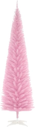 Vista 12 de HOMCOM Árbol de Navidad artificial de 7 pies, árbol de Navidad estrecho con 499 puntas de rama realistas y soporte de plástico, negro