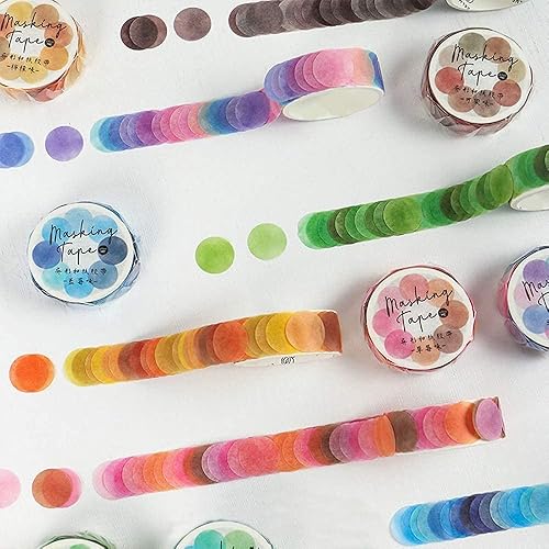 Miniatura 6 de YUBBAEX Fruits Candy - Juego de cinta Washi de 9/16 pulgadas, calcomanías redondas, 600 puntos de 6 rollos para planificador de diario, álbum de