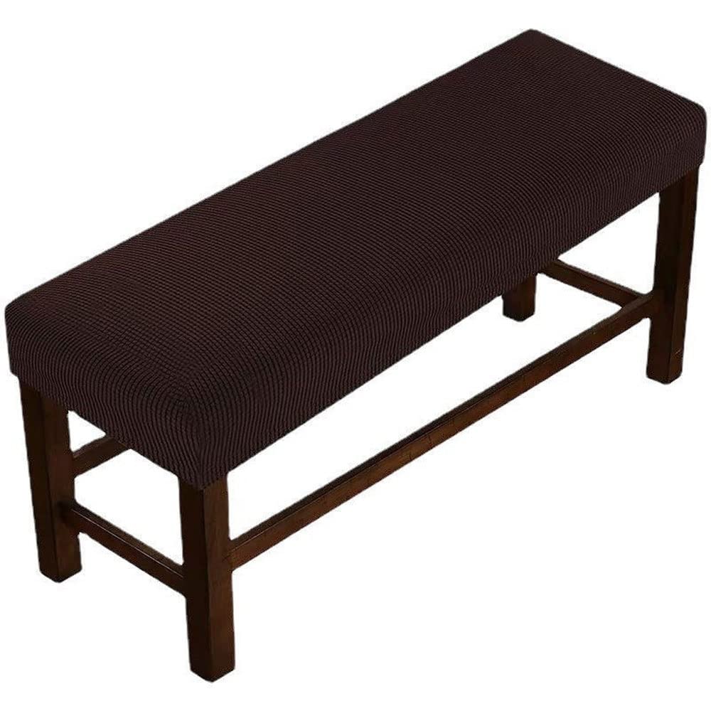 Jacquard Dining Bench Cover Rectangle Bench Covers Stretch Bench Seat Protector Upholstered Bench Slipcover Stool Chair Slipcovers for Living Room,Bedroom ( Color : Dark coffee , Size : 130-150cm )