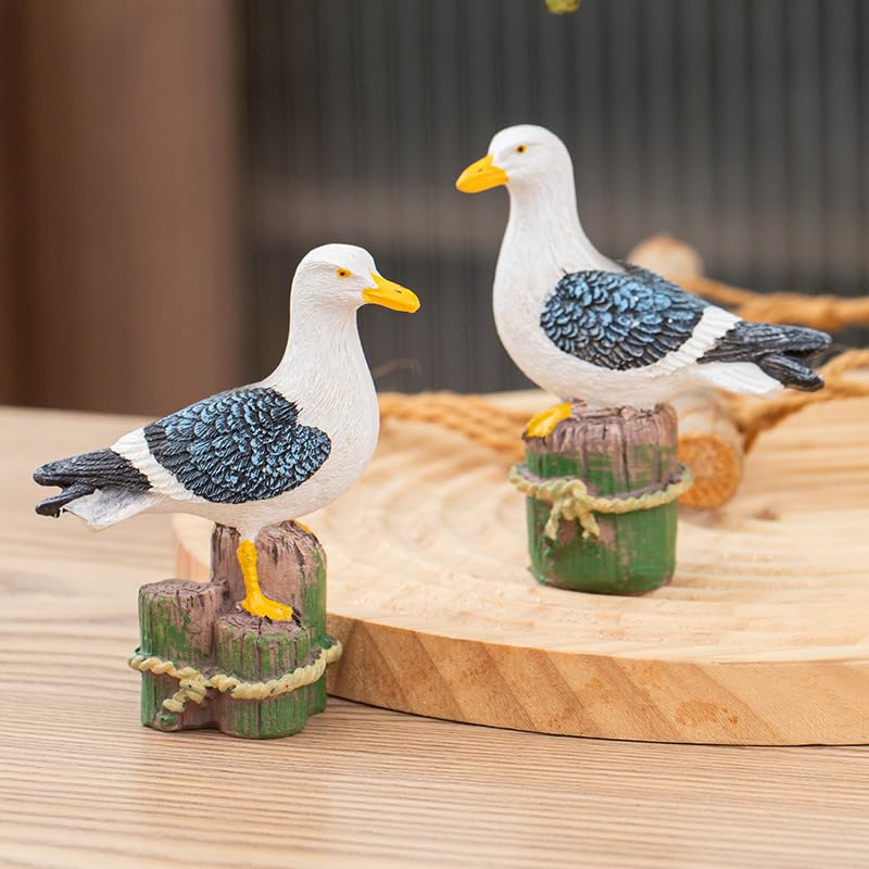 Par de mini gaviotas de resina decorativas miniatura 6