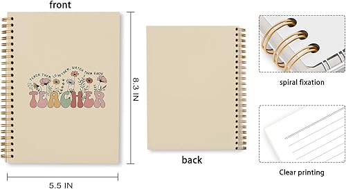 Miniatura 4 de Regalos de agradecimiento para profesores, regalos para profesores, cuaderno de tapa dura con rayas universitarias en espiral para notas de trabajo,