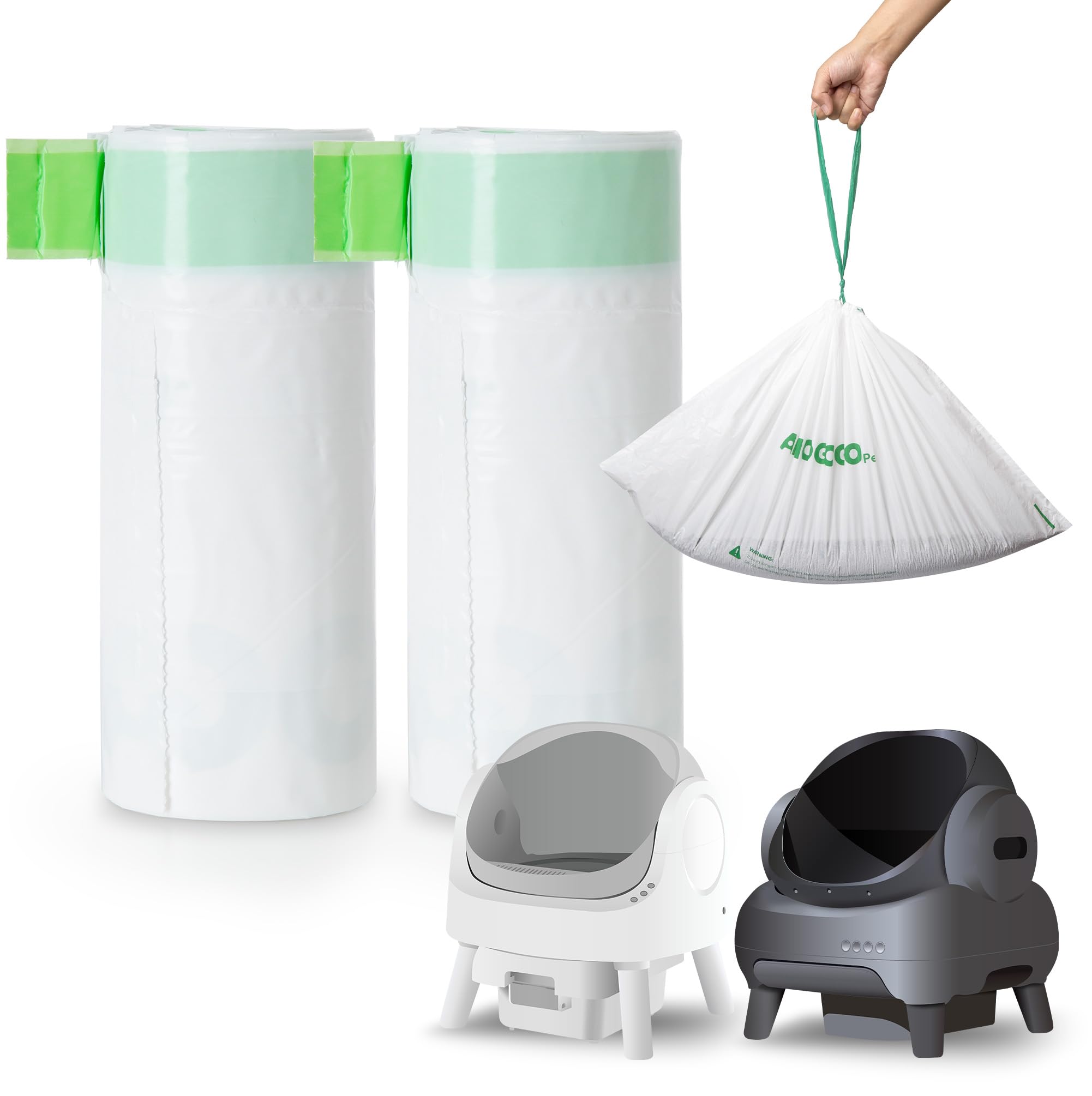 AMOGOGOPET 50 Pack Litter Bags, Compatible with Neakasa M1 & PetPivot & wozhio & AutoScooper 11 Open-Top Self-Cleaning Cat Litter Box, Replaced Waste