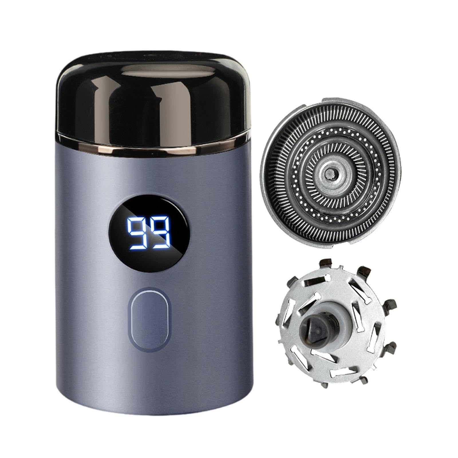 Kokiya Electric Shaver Facial Beard Trimmer Father's Day Gifts Mini Shaver Face Hair Shaver for Car Business Car Use Office Travel, blue and Shaver head