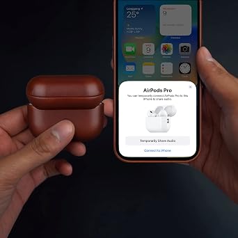 Maogoam Genuine Leather Case for AirPods Pro 2 (2nd Gen 2022-2024) High-Quality Leather Protective Case Crystal Oiled Cattle Grain Leather Robust Hard Shell & Patina Surface Red Brown