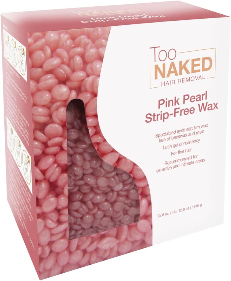 Too Naked Pink Pearl Strip-Free Wax, Beeswax-Free Wax, Synthetic Film Wax, 28.8 ounces