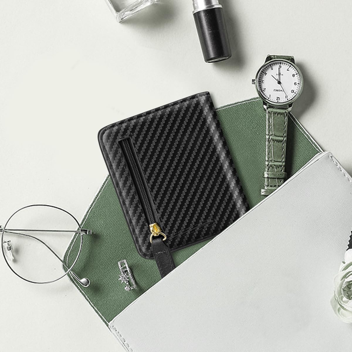 Small Carbon Fiber Wallet Thin Credit Card Holder Pocket Mini Purse image 5