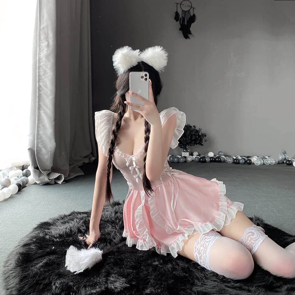 Damski seksowny kostium bielizna anime cosplay francuski fartuch pokojówka strój sukienka Halloween Babydoll kostium