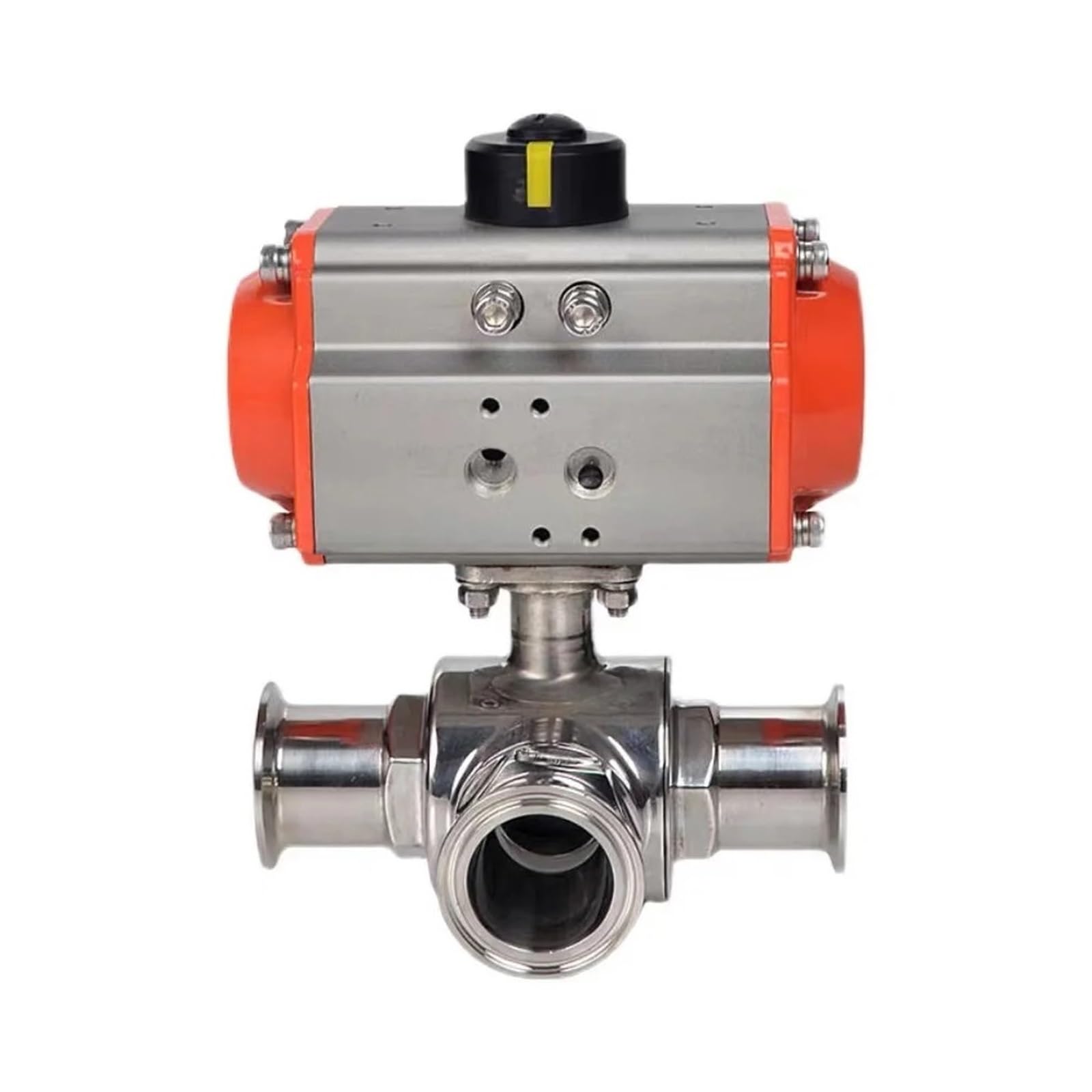 IPNDKBFL 63mm three-way sanitary pneumatic ball valve three-clamp ferrule double-acting cylinder(T Type)