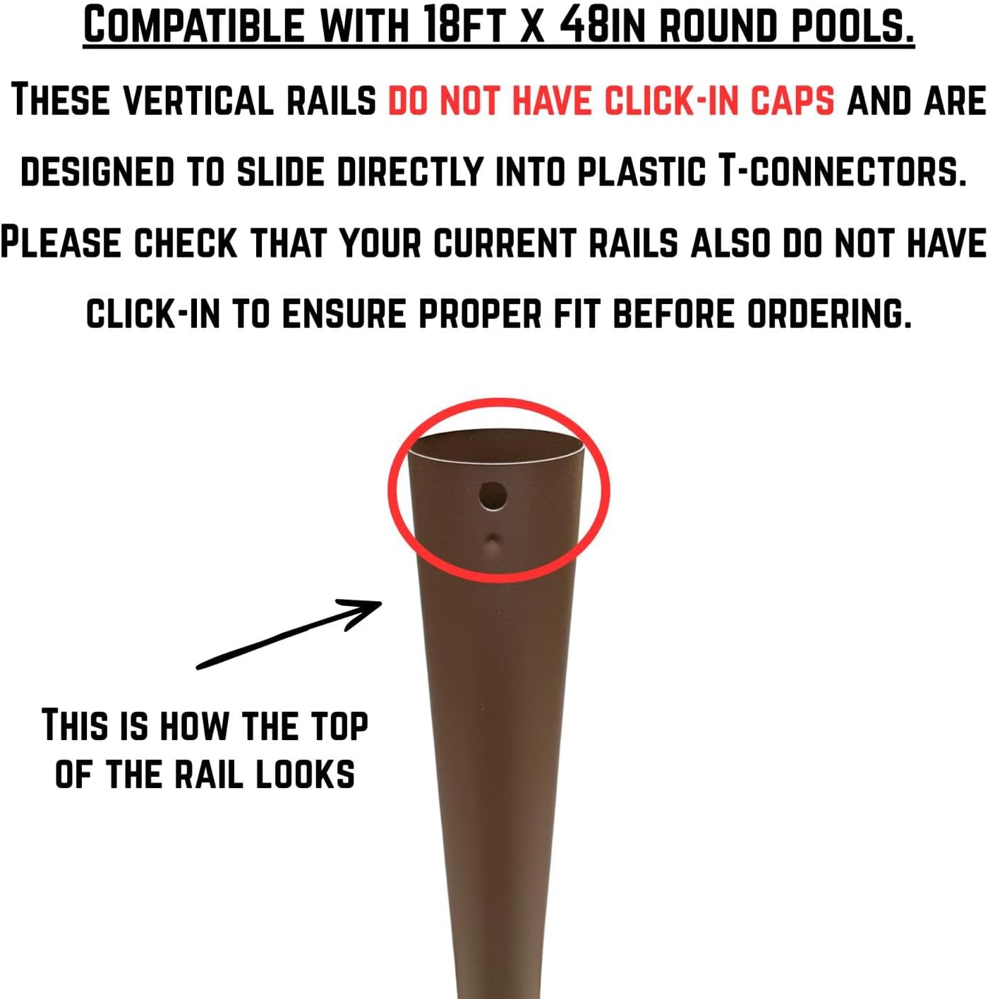 Replacement Vertical Pool Leg, Brown Oval Frame Support Bar for Coleman Power Steel 18ft x 48in Above Ground Swimming Pool (Fits 2022+ Models)