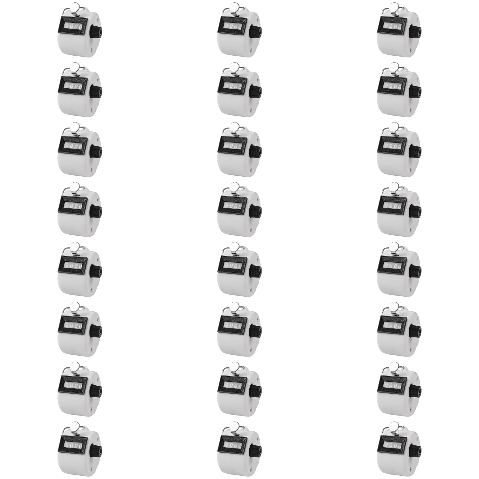Générique Lot de 24 compteurs manuels à Main, Compteur de Tours 4 Chiffres, 1,93 x 1,7 x 1,3 in / 4,9 x 4,3 x 3,3 cm, mécanique Portable pour Tricot, Sport, événements, Blanc
