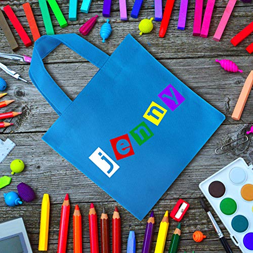 Assorted Colorful Solid Blank Fabric Party Gift Tote Bags Rainbow Colors With Handles For Birthday Favors, Snacks, Decoration, Arts & Crafts, Event Supplies (12 Bags) By Super Z Outlet (8" Inches) #TOP3