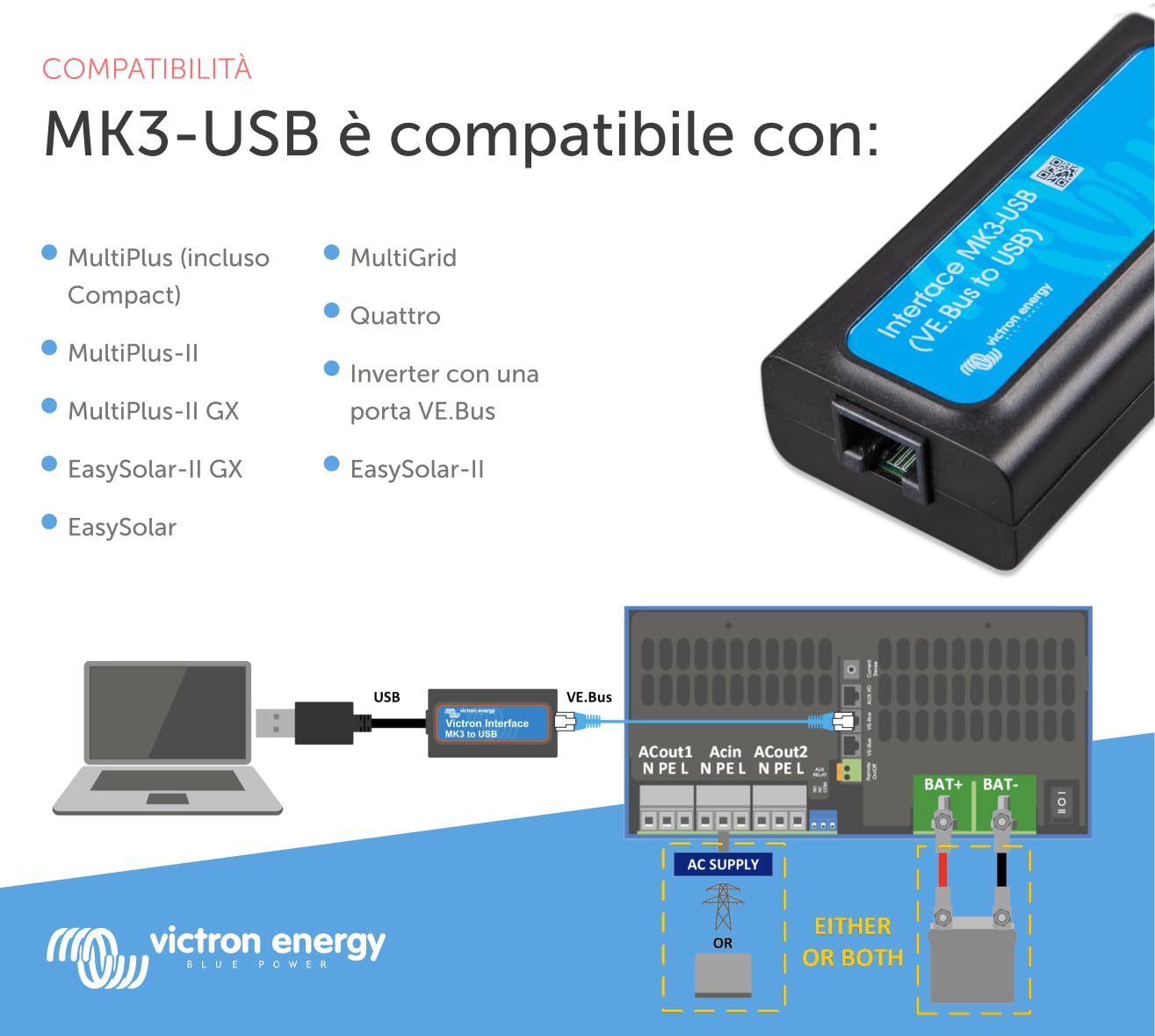 Victron Energy Interfaccia MK3-USB (VE.Bus a USB)